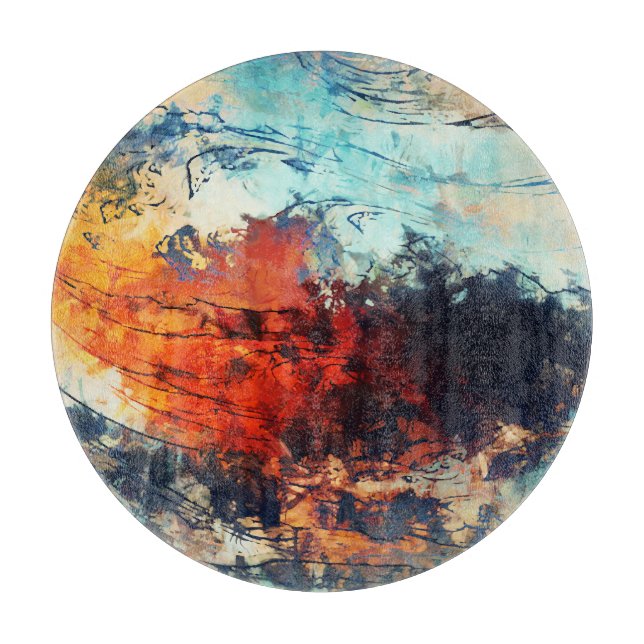 Colourful Abstract Contemporary Artwork Cutting Board (Front)