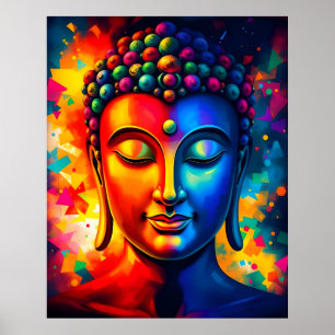 Colourful Abstract Contemporary Buddha Art Poster