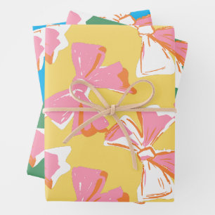 Colourful Abstract Coquette Bow Pattern Quirky Wrapping Paper Sheet