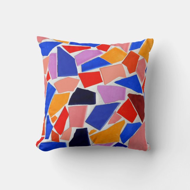Colourful Abstract Cracked Tile Background Cushion (Front)