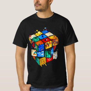 Colourful Abstract Cube in Space Modern Surreal T-Shirt