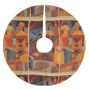 Colourful Abstract Cubism Klee Temple Gardens Brushed Polyester Tree Skirt