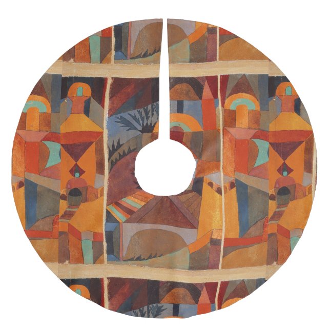 Colourful Abstract Cubism Klee Temple Gardens Brushed Polyester Tree Skirt (Front)