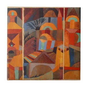 Colourful Abstract Cubism Klee Temple Gardens Ceramic Tile