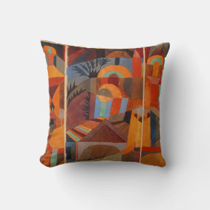 Colourful Abstract Cubism Klee Temple Gardens Cushion