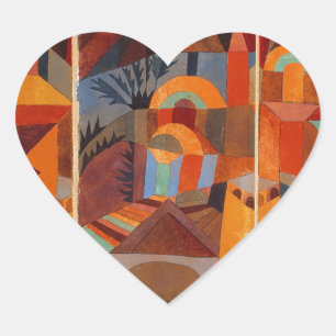 Colourful Abstract Cubism Klee Temple Gardens Heart Sticker