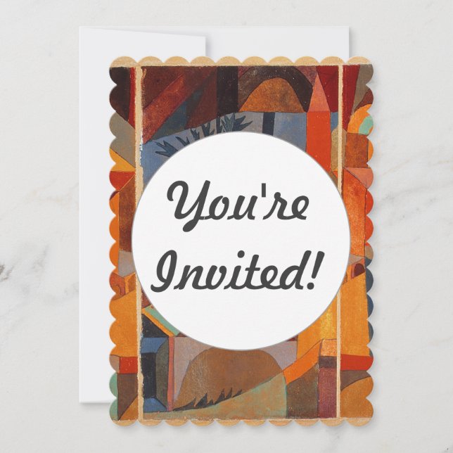 Colourful Abstract Cubism Klee Temple Gardens Invitation (Front)