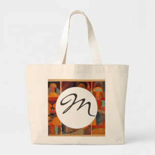 Colourful Abstract Cubism Klee Temple Gardens Large Tote Bag