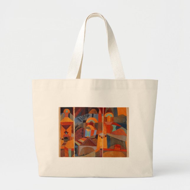 Colourful Abstract Cubism Klee Temple Gardens Large Tote Bag (Front)