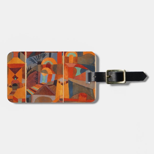 Colourful Abstract Cubism Klee Temple Gardens Luggage Tag (Front Horizontal)