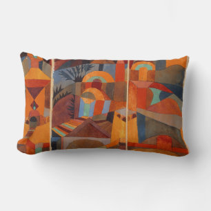 Colourful Abstract Cubism Klee Temple Gardens Lumbar Cushion
