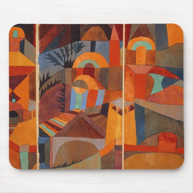 Colourful Abstract Cubism Klee Temple Gardens Mouse Pad (Front)