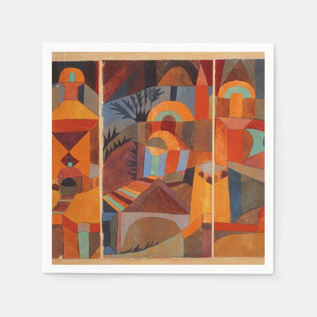 Colourful Abstract Cubism Klee Temple Gardens Napkin (Front)