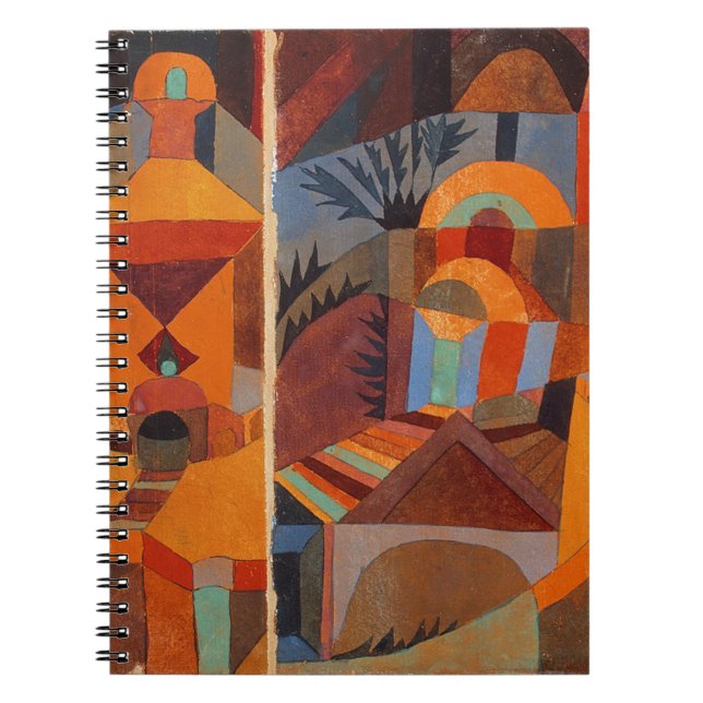 Colourful Abstract Cubism Klee Temple Gardens Notebook (Front)