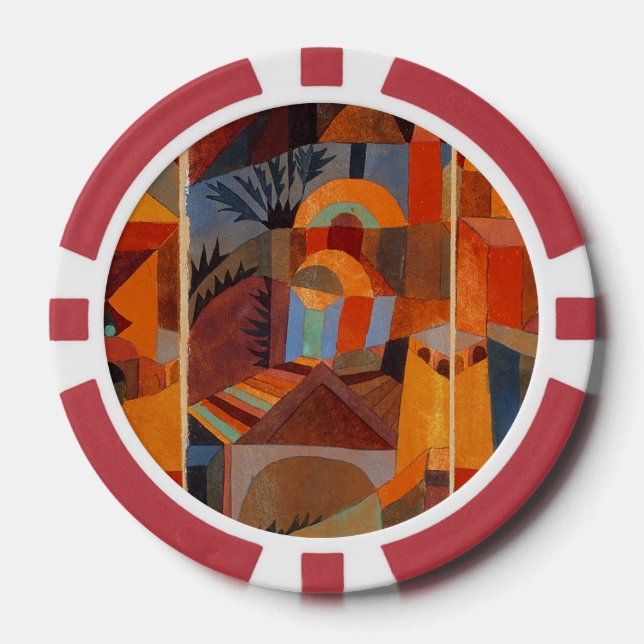 Colourful Abstract Cubism Klee Temple Gardens Poker Chips (Front)