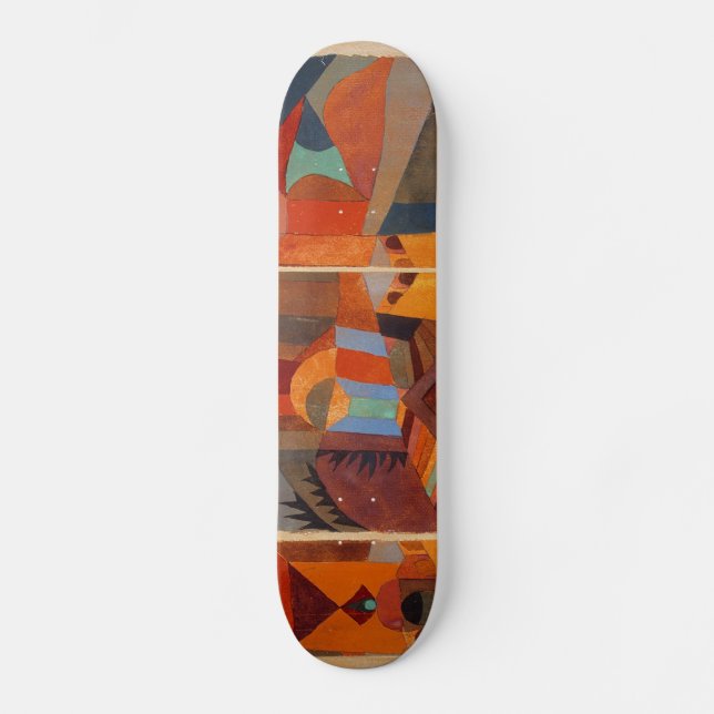 Colourful Abstract Cubism Klee Temple Gardens Skateboard (Front)