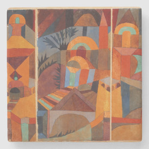 Colourful Abstract Cubism Klee Temple Gardens Stone Coaster
