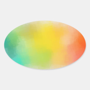 Colourful Abstract Custom Blank Template Blue Gree Oval Sticker