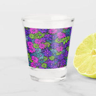 Colourful Abstract Daisies #21 Shot Glass