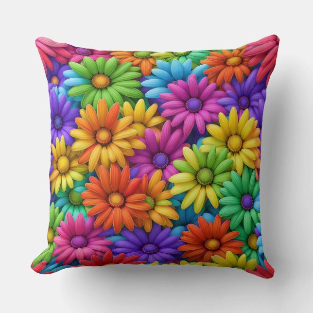Colourful Abstract Daisies #34 -  Cushion (Front)
