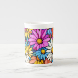 Colourful Abstract Daisies #444 Bone China Mug