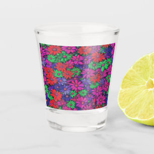 Colourful Abstract Daisies #943 Shot Glass