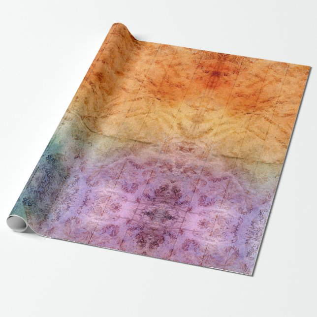 Colourful Abstract Damask Alcohol Ink Watercolor W Wrapping Paper (Unrolled)