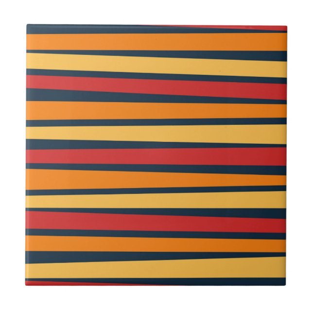 Colourful abstract design with lines ceramic tile (Front)