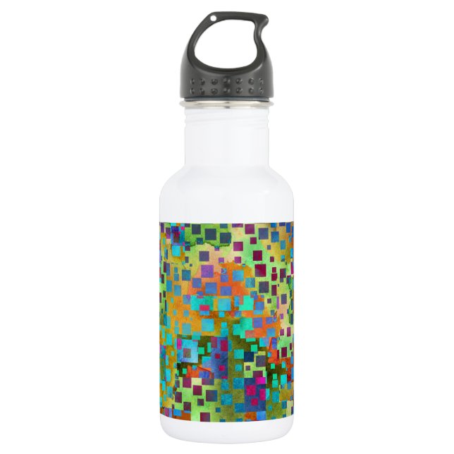 Colourful Abstract Digital Art with Squares 532 Ml Water Bottle (Front)