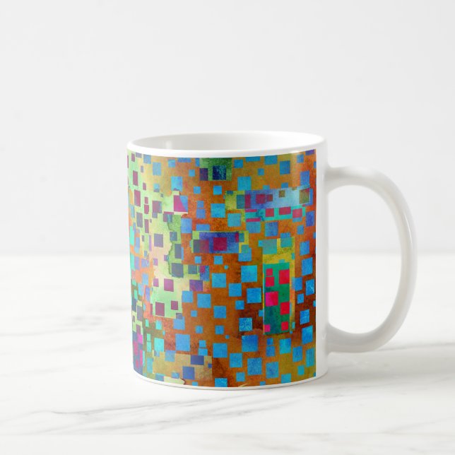 Colourful Abstract Digital Art with Squares Coffee Mug (Right)