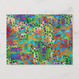 Colourful Abstract Digital Art with Squares Postcard