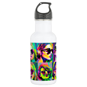 Colourful Abstract Digital Art Women in Sunglass 532 Ml Water Bottle