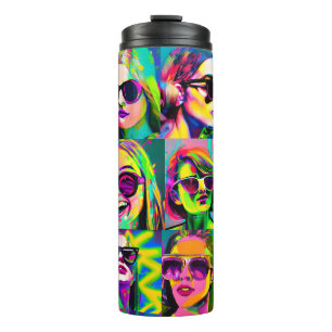 Colourful Abstract Digital Art   Women in Sunglass Thermal Tumbler