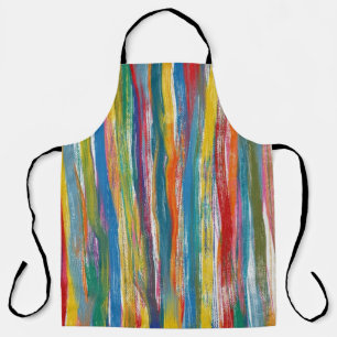 Colourful Abstract: Digital Oil Painting Lines Apron