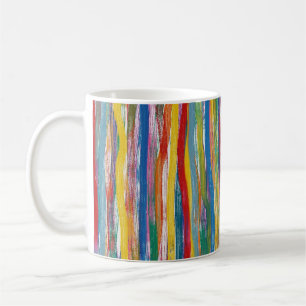 Colourful Abstract: Digital Oil Painting Lines Coffee Mug