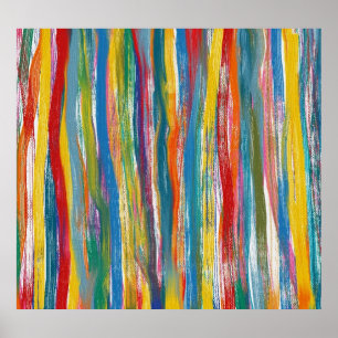 Colourful Abstract: Digital Oil Painting Lines Poster