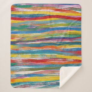Colourful Abstract: Digital Oil Painting Lines Sherpa Blanket