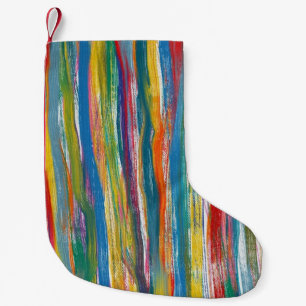 Colourful Abstract: Digital Oil Painting Lines Small Christmas Stocking