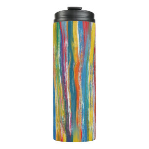Colourful Abstract: Digital Oil Painting Lines Thermal Tumbler