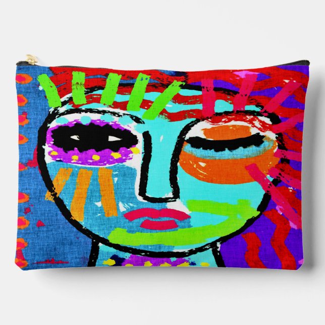 Colourful Abstract Digital Painting of a Woman Accessory Pouch (Front)