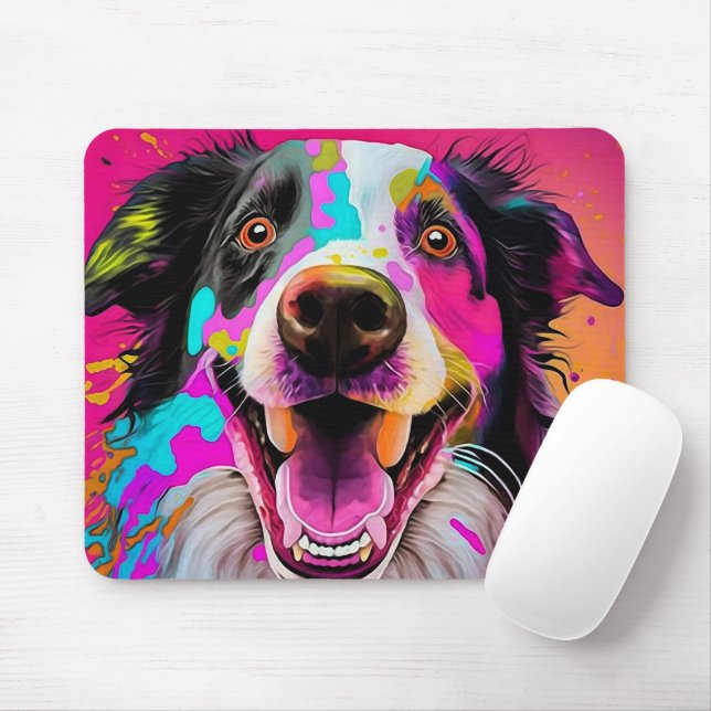 Colourful Abstract Dog Mouse Pad (With Mouse)