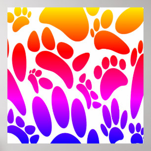 Colourful Abstract Dog Pawprint Poster