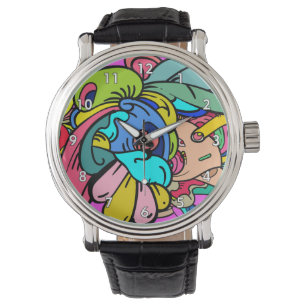 Colourful Abstract Doodle Art Watch
