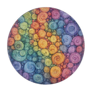 Colourful Abstract Doodle Swirl Pattern Cutting Board