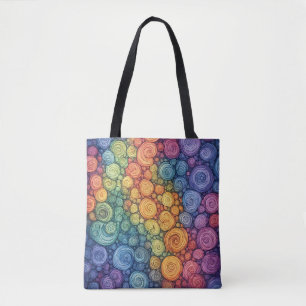 Colourful Abstract Doodle Swirl Pattern Tote Bag