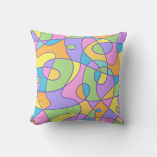 Colourful Abstract Doodly Design Cushion