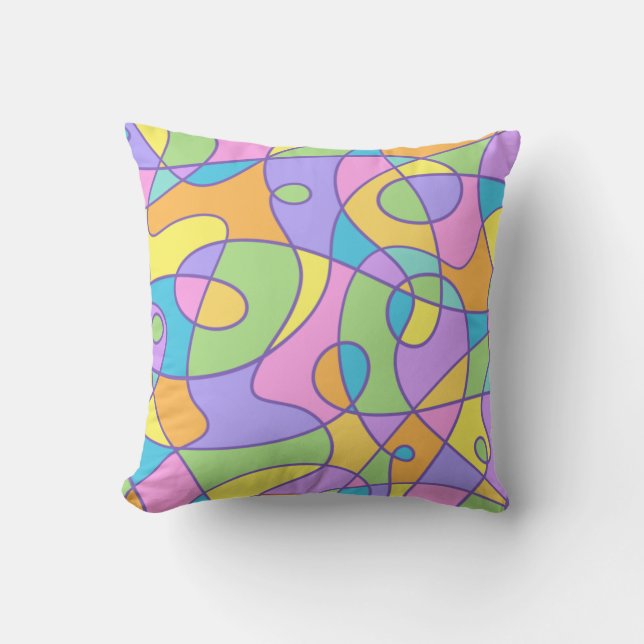 Colourful Abstract Doodly Design Cushion (Front)