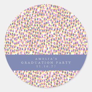Colourful Abstract Dots Graduation Party Custom Classic Round Sticker
