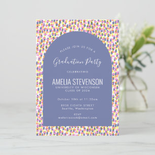 Colourful Abstract Dots Graduation Party Photo Invitation