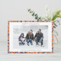 Colourful Abstract Earthy Blue Border Family Photo